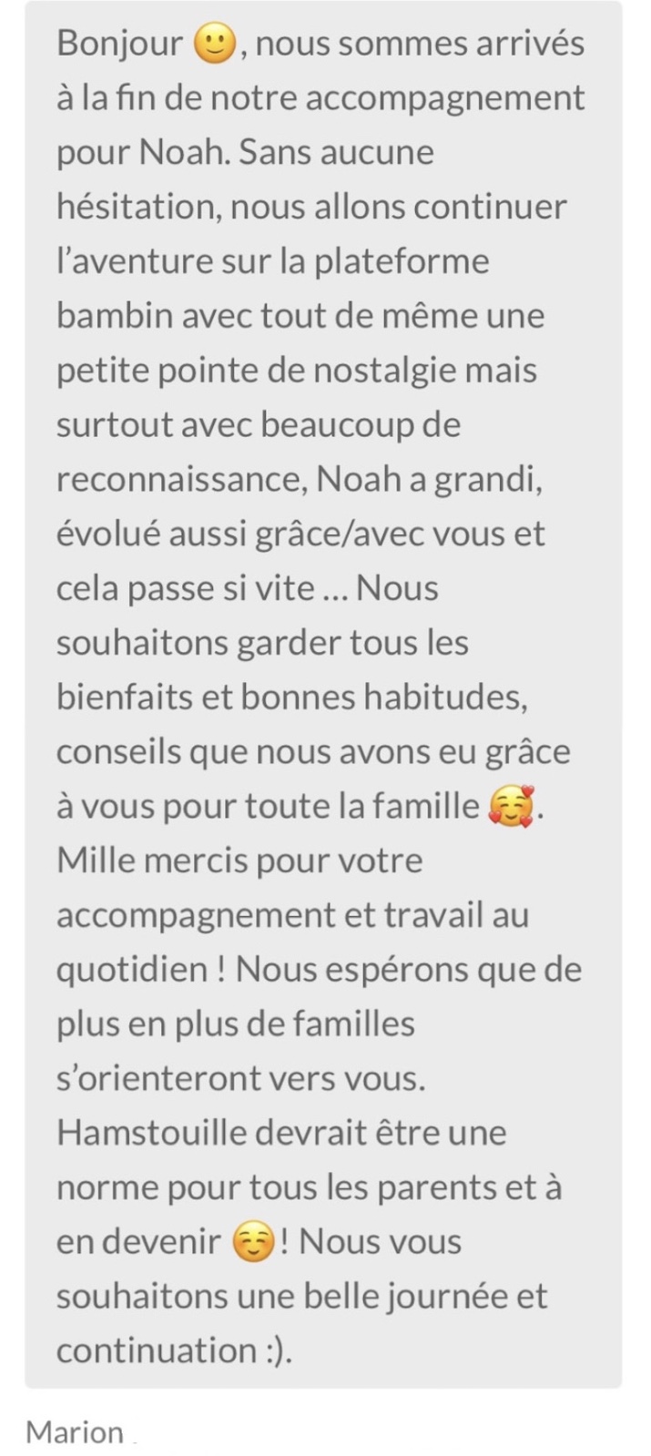 Recommandation cliente des services Hamstouille