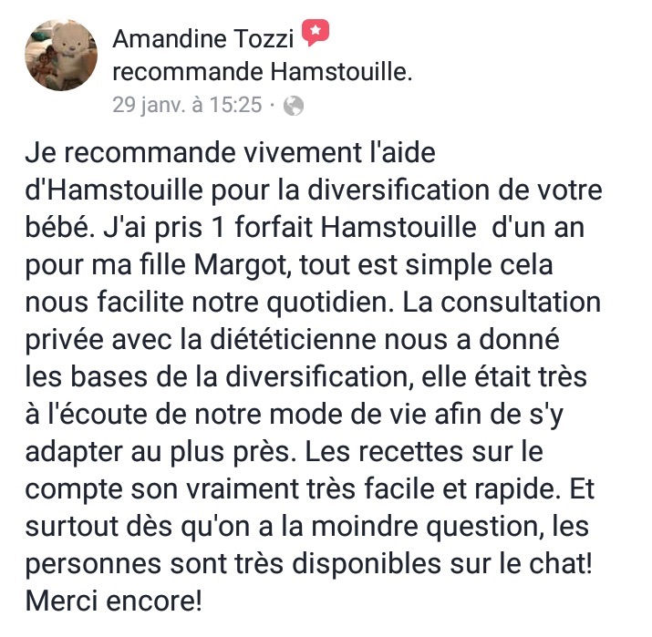 Recommandation cliente des services Hamstouille