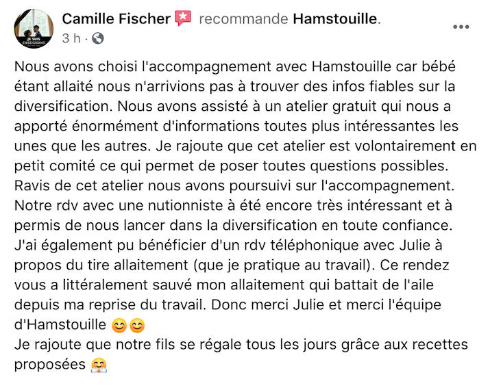 Recommandation cliente des services Hamstouille