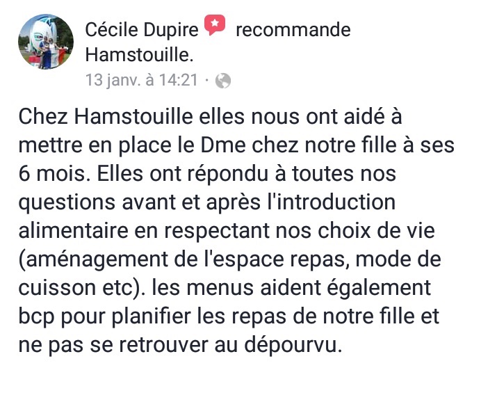 Recommandation cliente des services Hamstouille